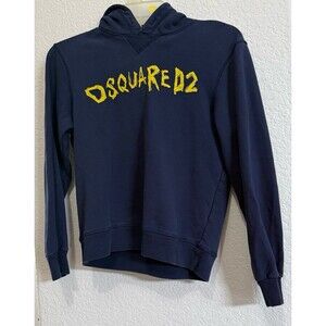 Dsquared2 Kids Hoodie Size 14Y Navy Blue Yellow Logo Designer hoodie